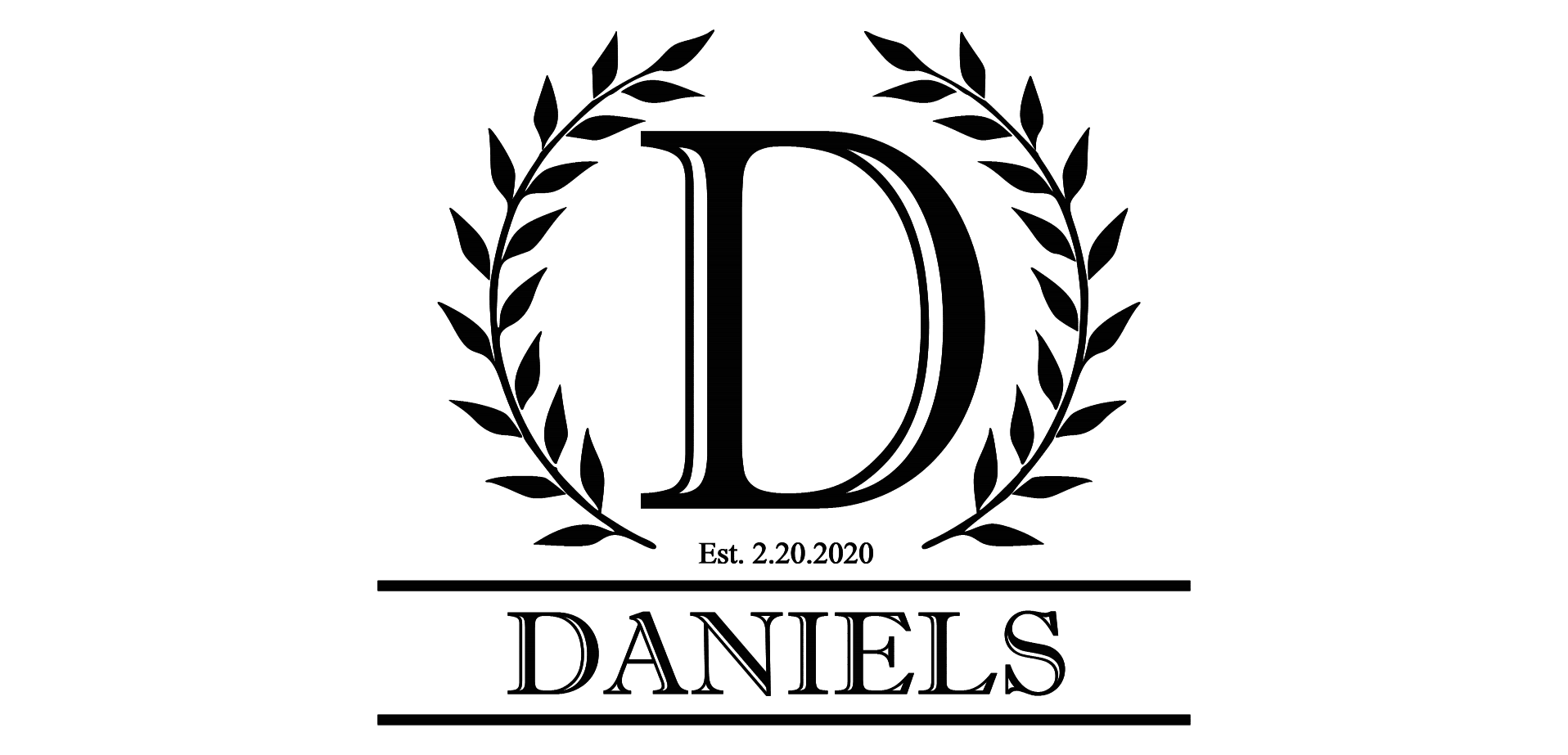 Laurel Design with Name, Initial and Date